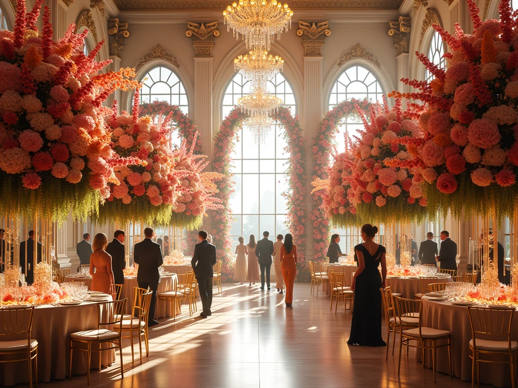 Elegant party decoration with floral arrangements