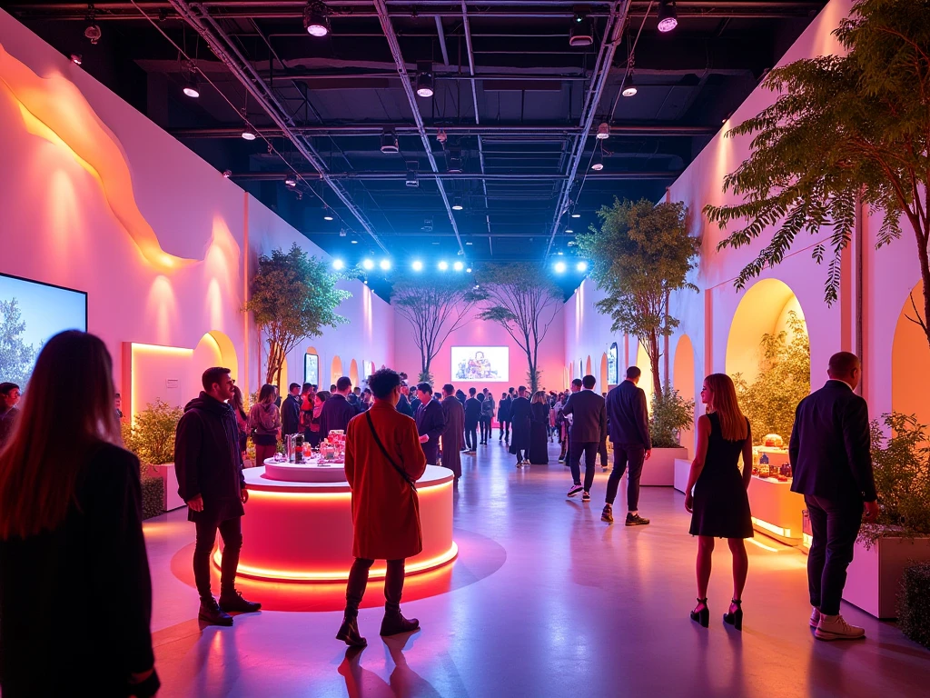 Colorful event setup with modern decorations